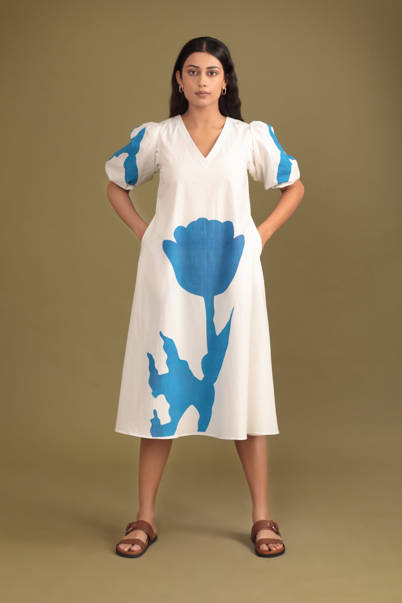 Flower of Life Hand Painted Cotton Poplyene Dress