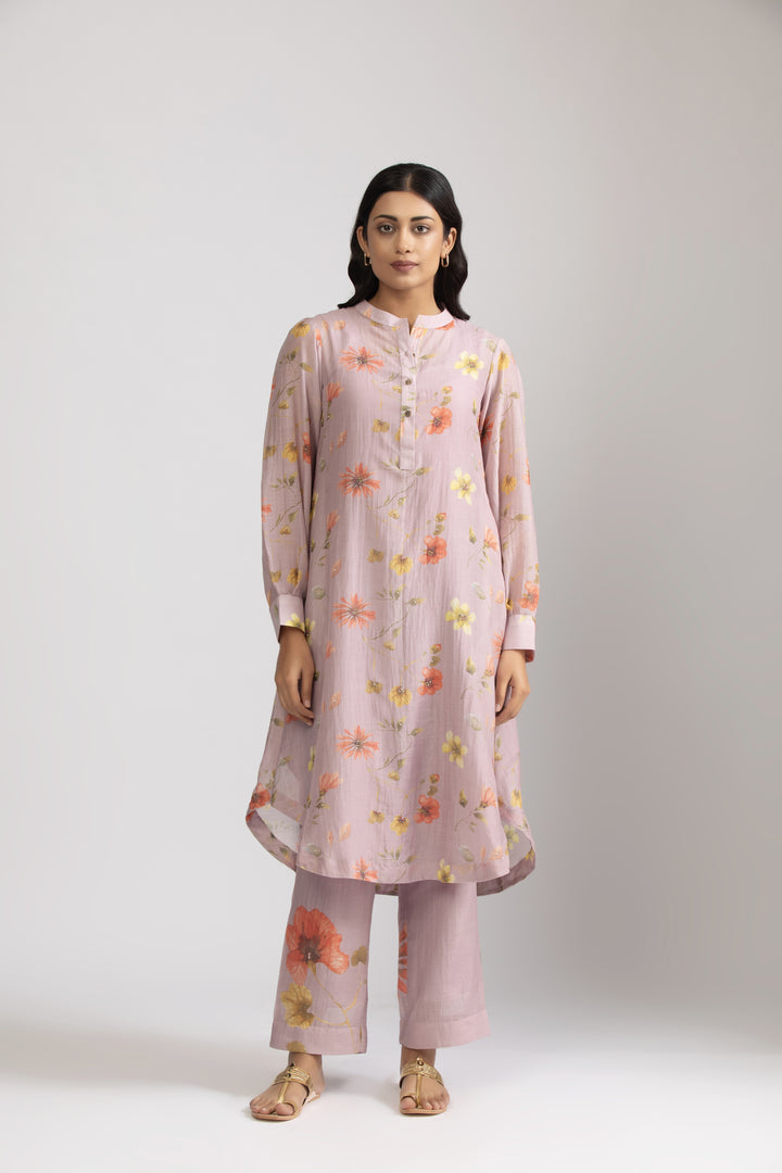 Lavender Iris Silk Chanderi Kurta Set