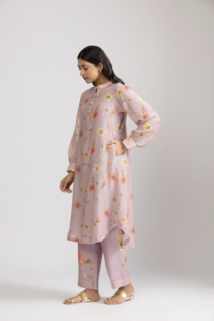 Lavender Iris Silk Chanderi Kurta Set