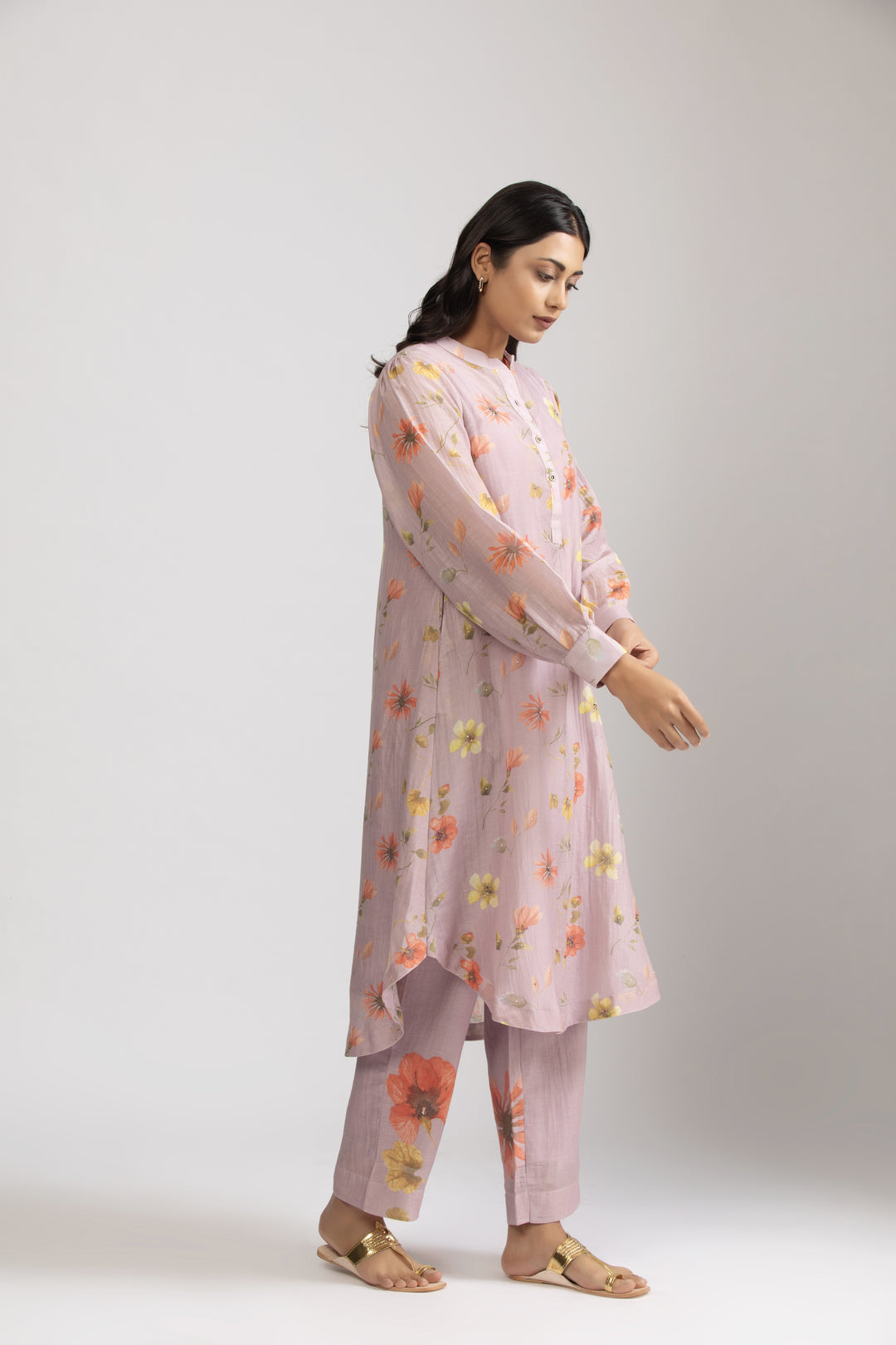 Lavender Iris Silk Chanderi Kurta Set