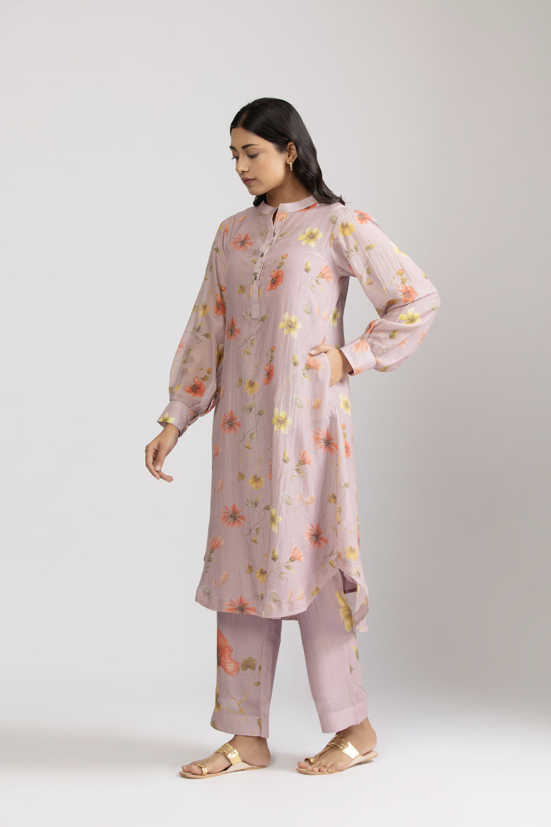 Lavender Iris Silk Chanderi Kurta Set