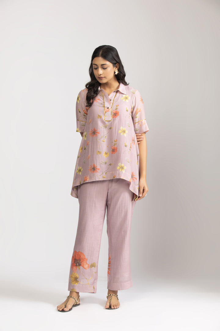 Lavender Iris Silk Chanderi Coord Set