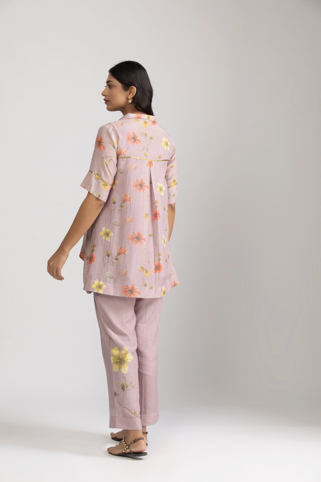 Lavender Iris Silk Chanderi Coord Set