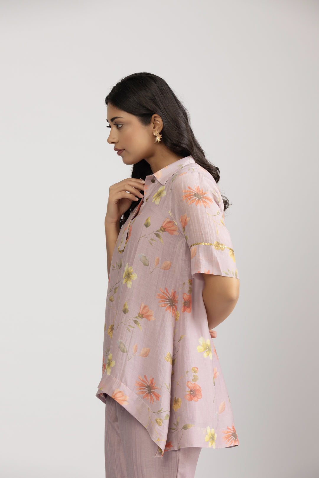 Lavender Iris Silk Chanderi Coord Set