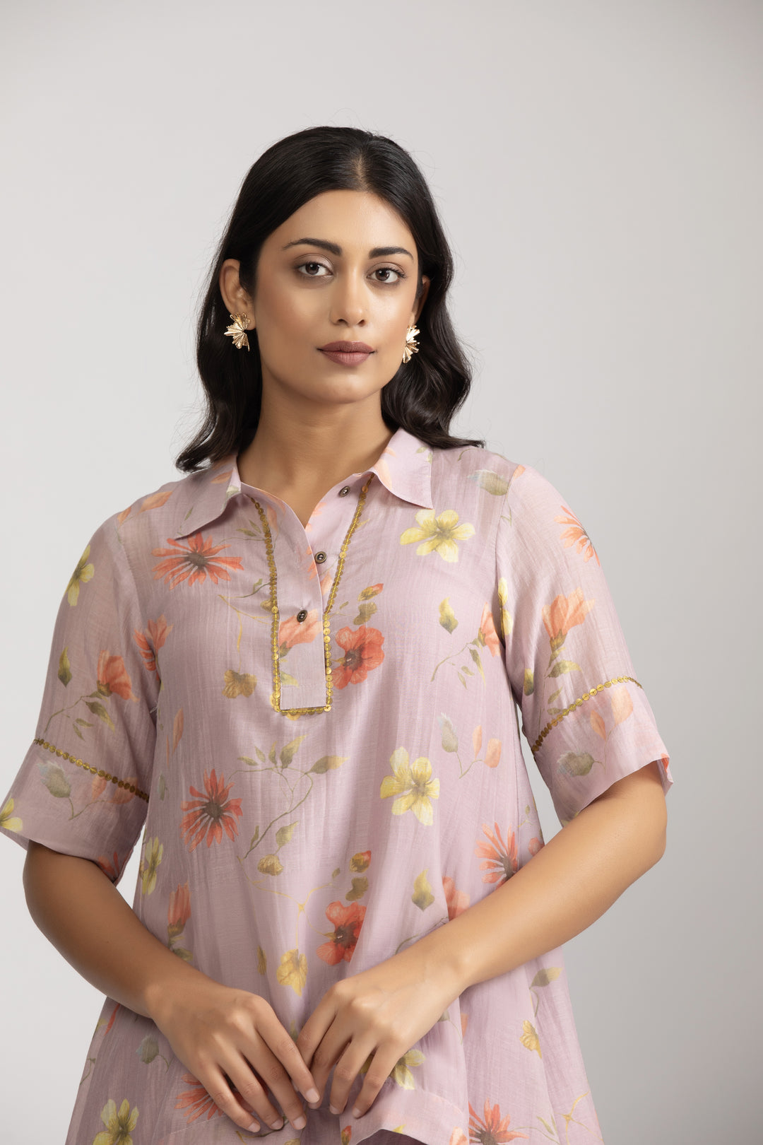 Lavender Iris Silk Chanderi Coord Set