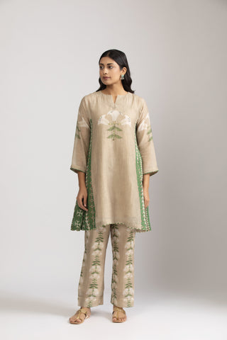 Yuri Beige Silk Chanderi Coord set