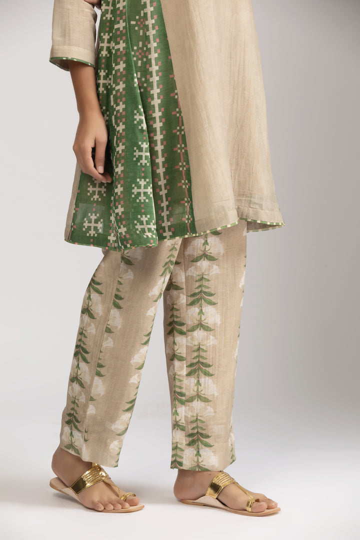 Yuri Beige Silk Chanderi Coord set
