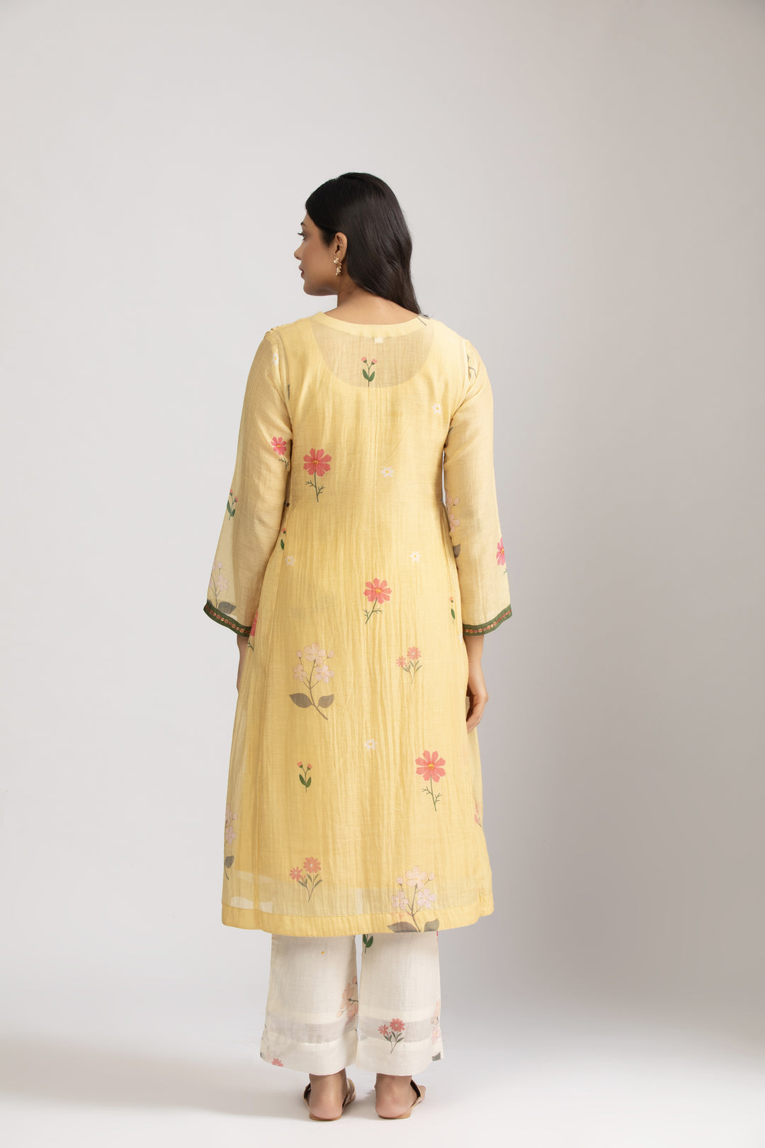 Ume lemon pleated kurta Set