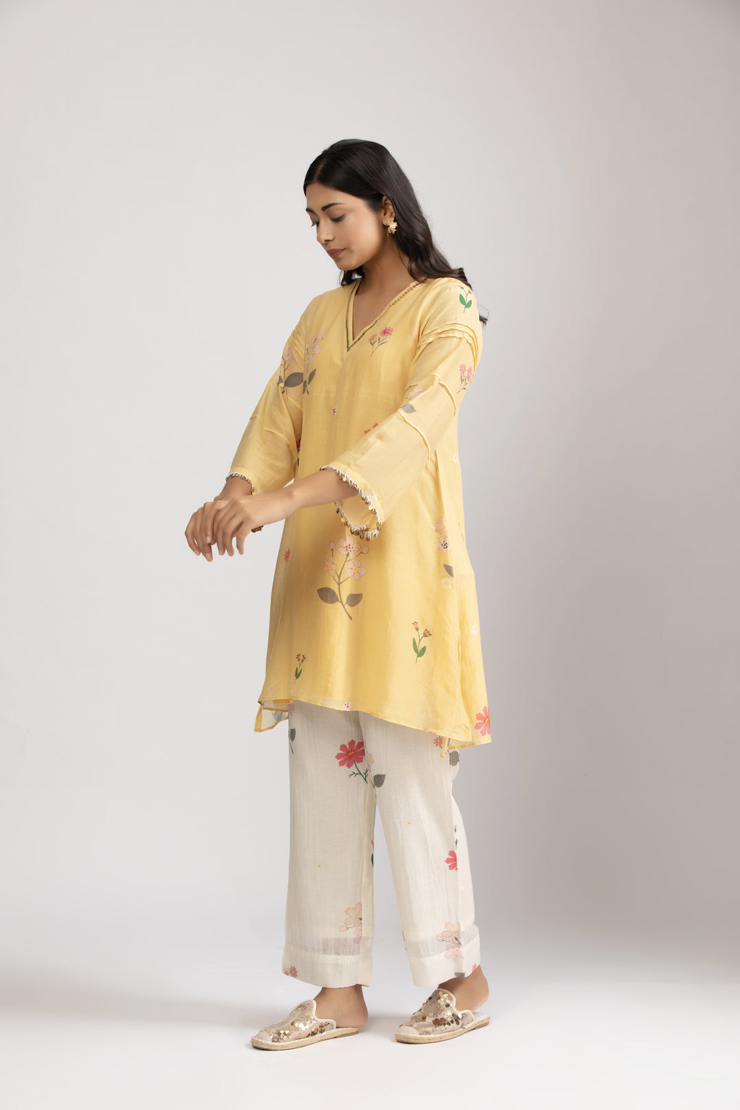 Ume Lemon Silk chanderi Kurta Set