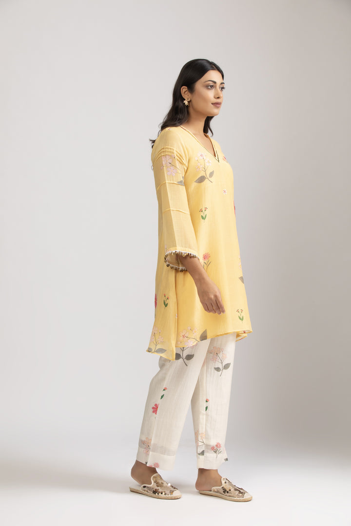 Ume Lemon Silk chanderi Kurta Set