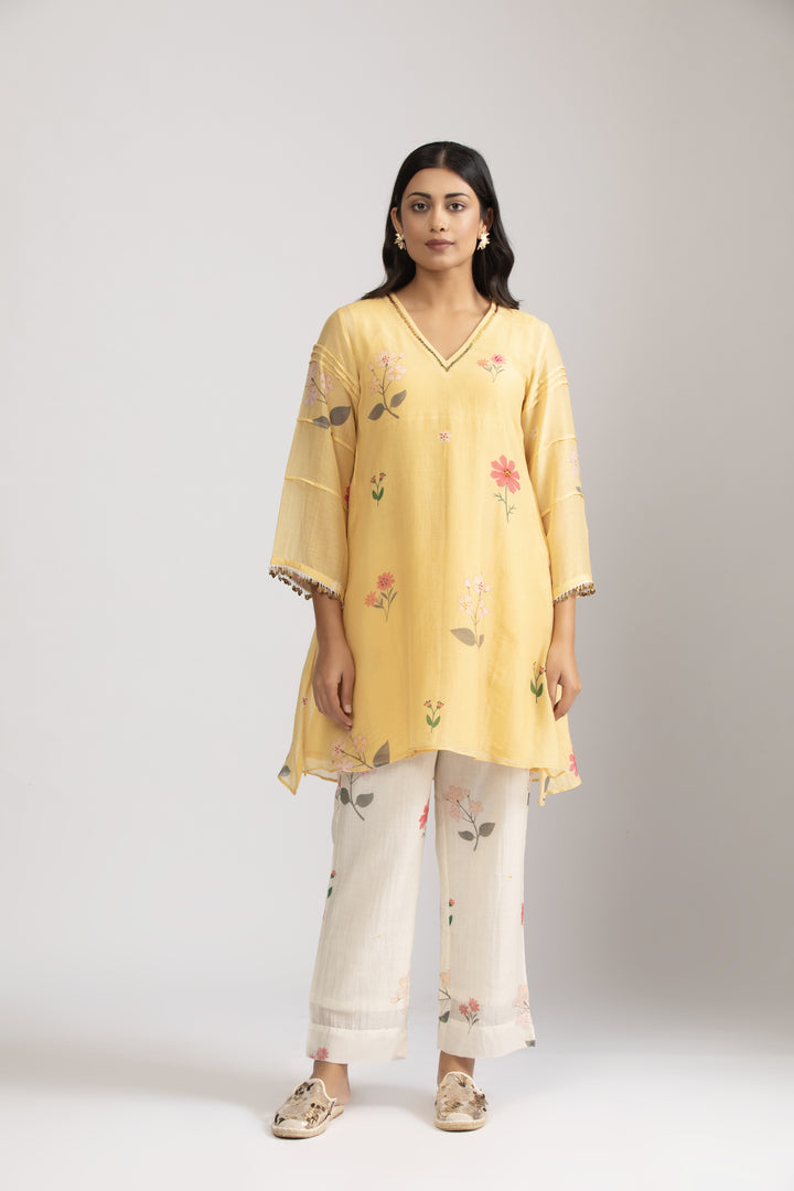 Ume Lemon Silk chanderi Kurta Set