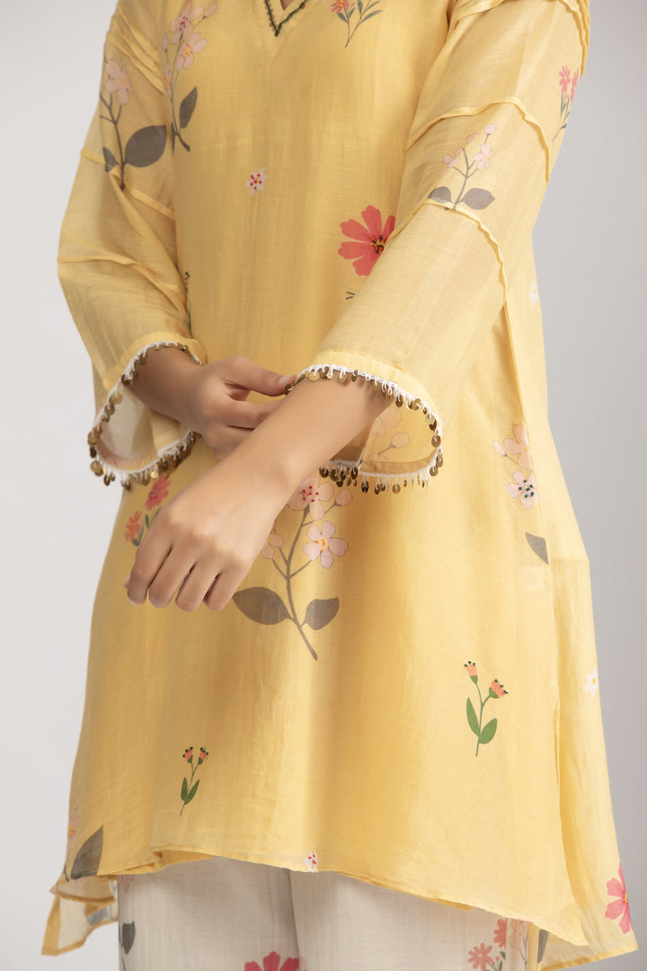 Ume Lemon Silk chanderi Kurta Set