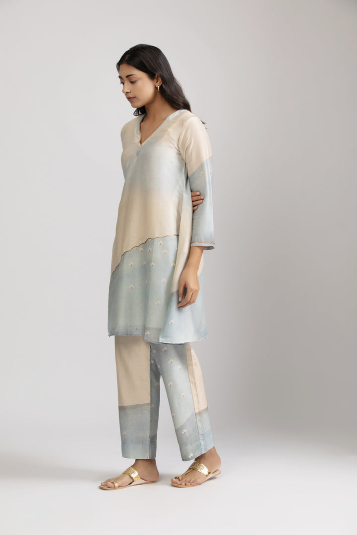 Iro ocean silk chanderi  kurta set