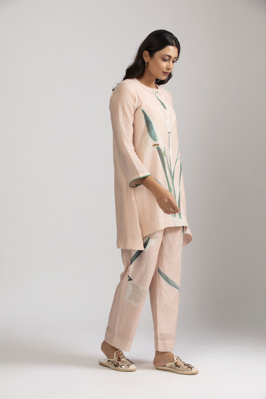 Emi Peach Silk Chanderi Coord set