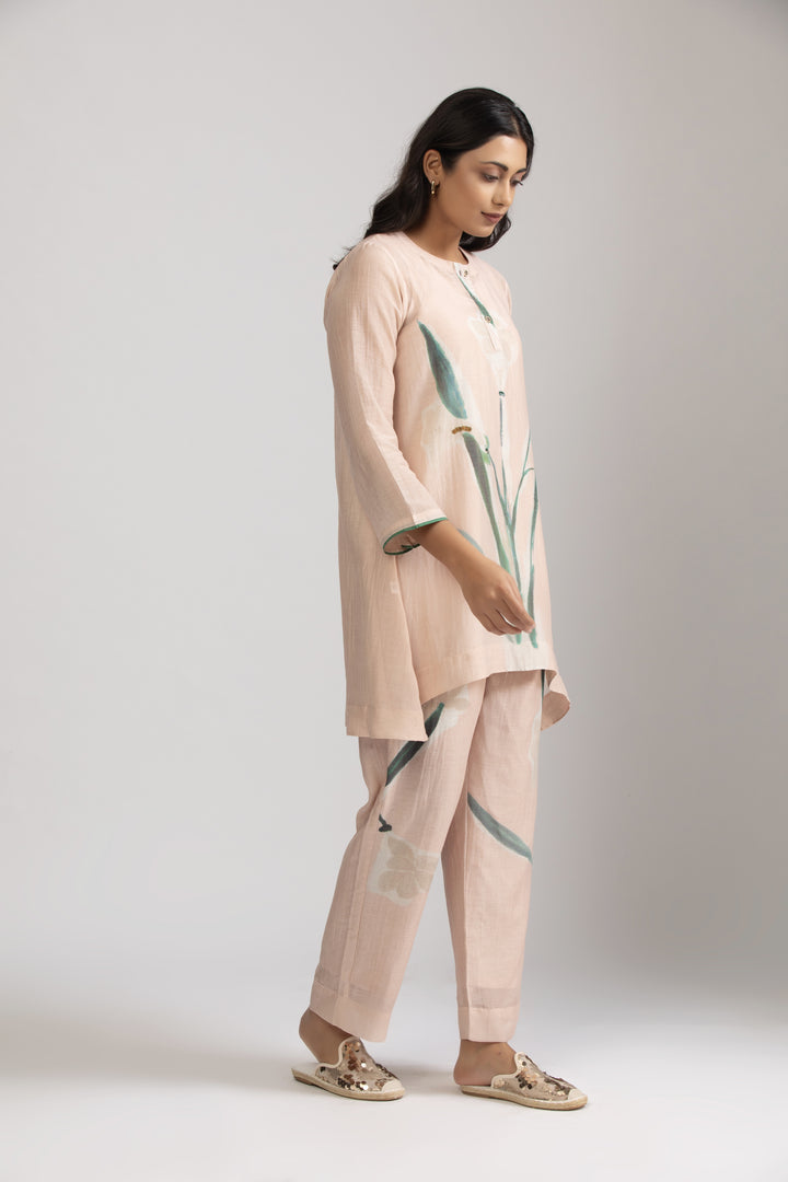 Emi Peach Silk Chanderi Coord set