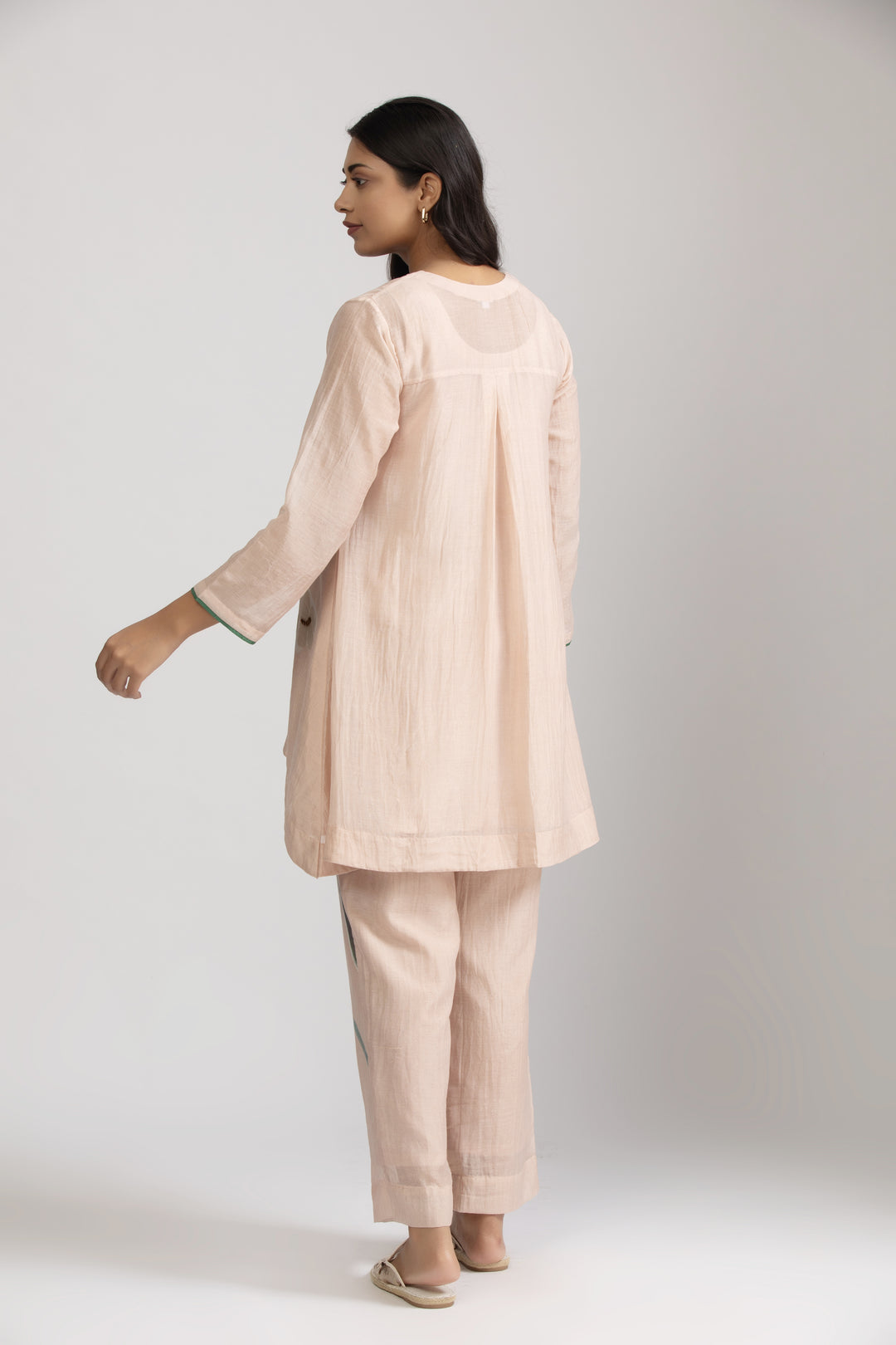 Emi Peach Silk Chanderi Coord set