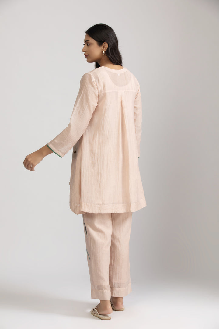 Emi Peach Silk Chanderi Coord set