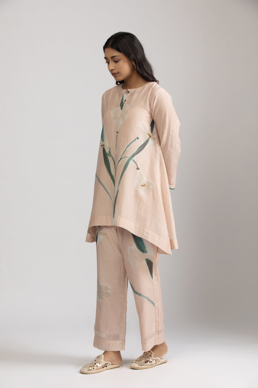 Emi Peach Silk Chanderi Coord set