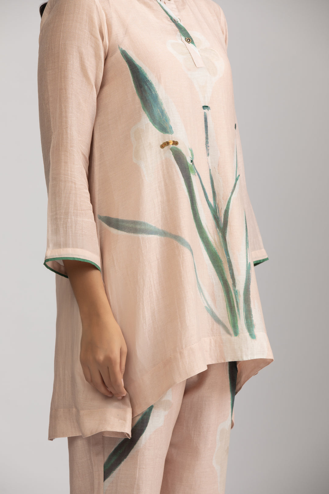 Emi Peach Silk Chanderi Coord set