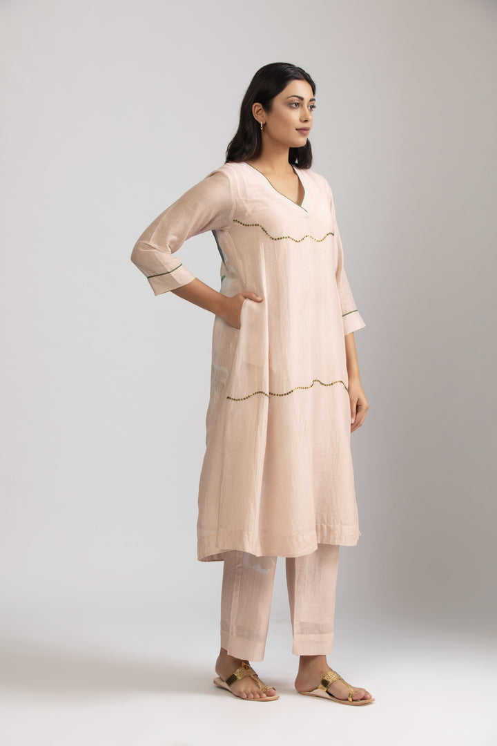 Aya Peach Kurta Set