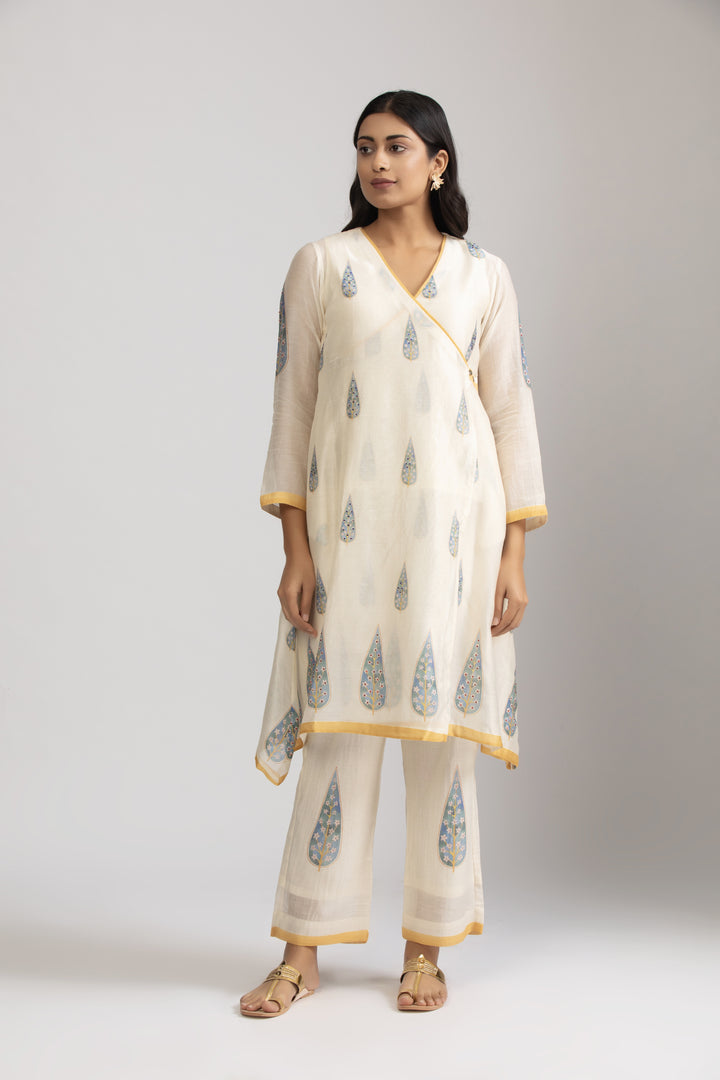 Aya Paisley Silk Chanderi Wrap Kurta Set
