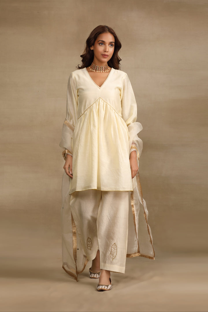 Ivory Mughal Silk Chanderi Suit Set