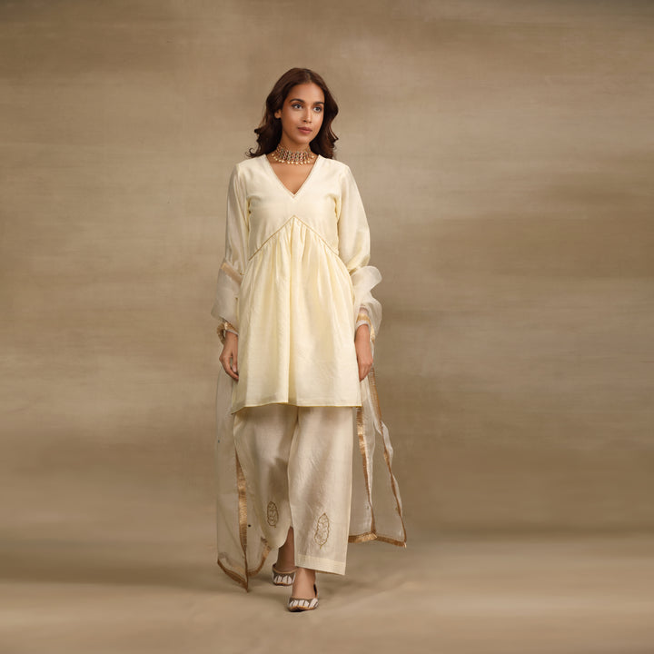 Ivory Mughal Silk Chanderi Suit Set