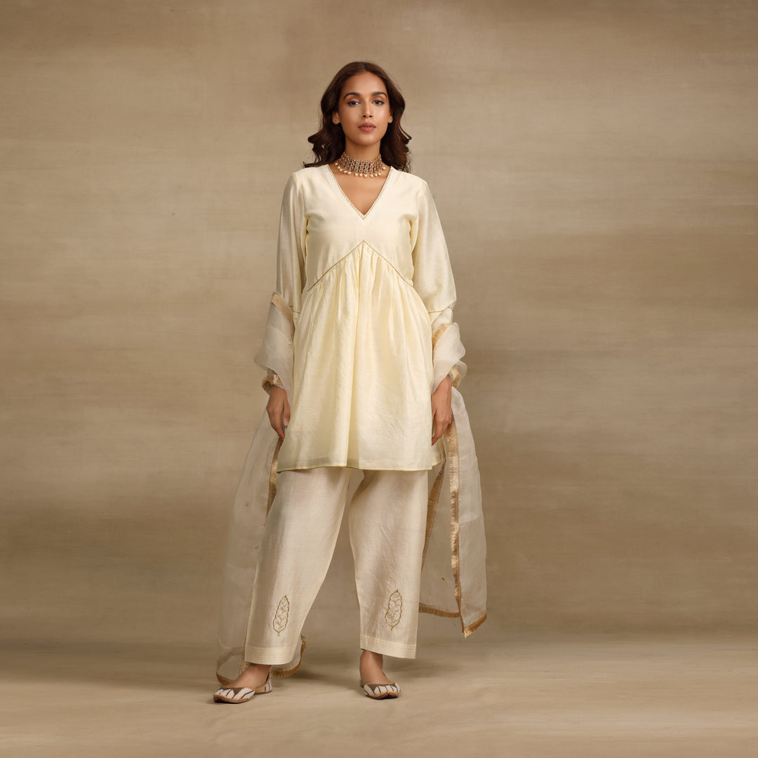 Ivory Mughal Silk Chanderi Suit Set