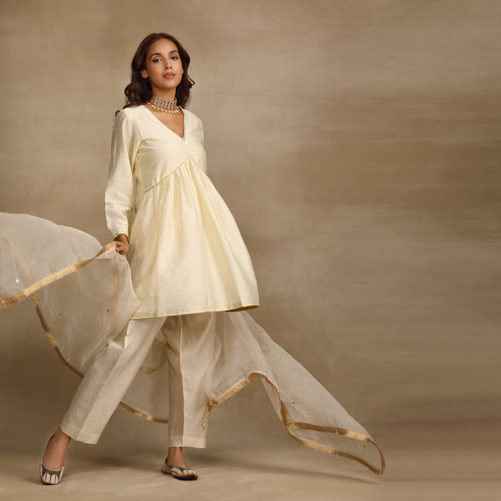 Ivory Mughal Silk Chanderi Suit Set