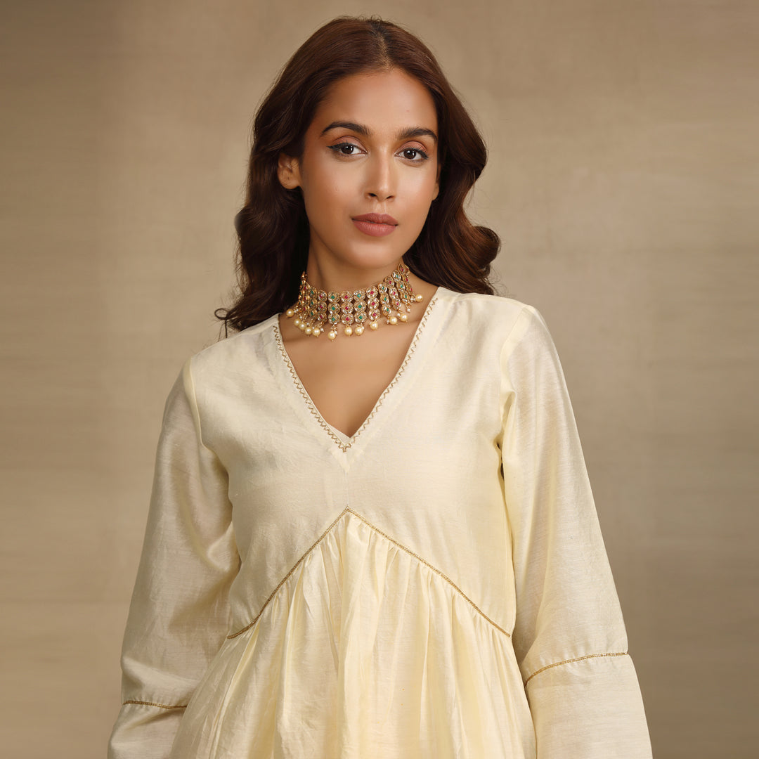 Ivory Mughal Silk Chanderi Suit Set