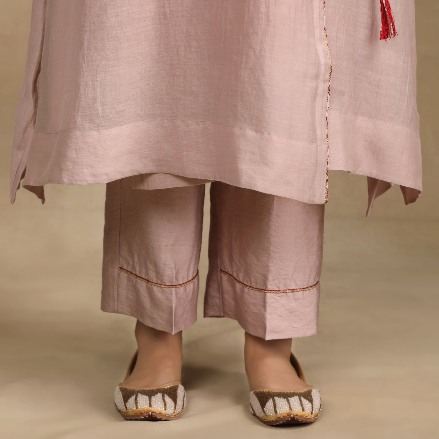 Mauve Hand Embroidered Angrakha Suit Set