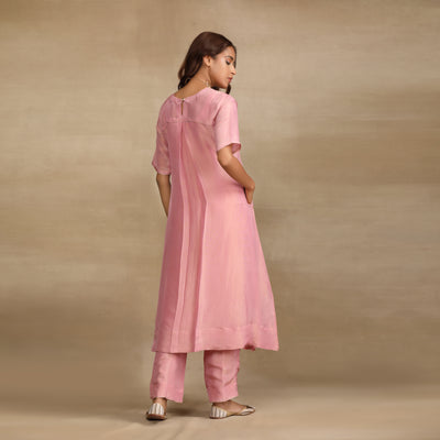 Pink Lavender Silk Tiusse Kurta Set