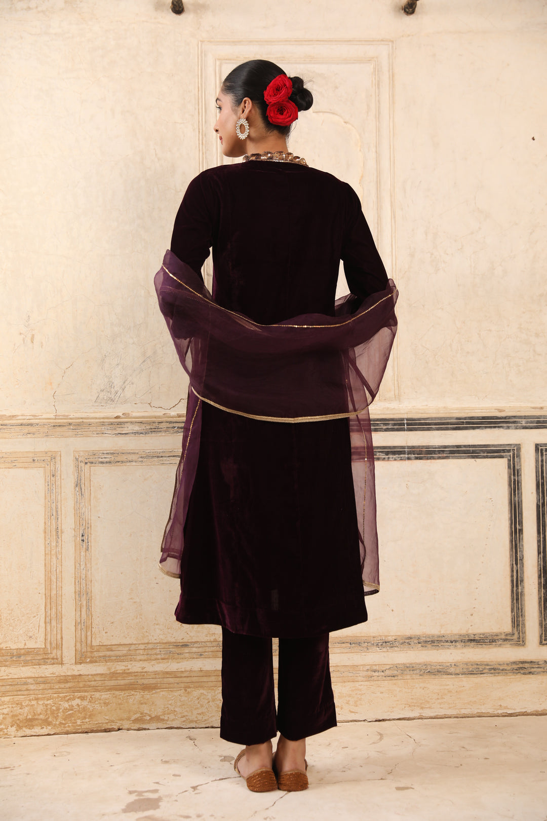 Burgundy Cut Work Sitara Kurta Set (Set of 2)