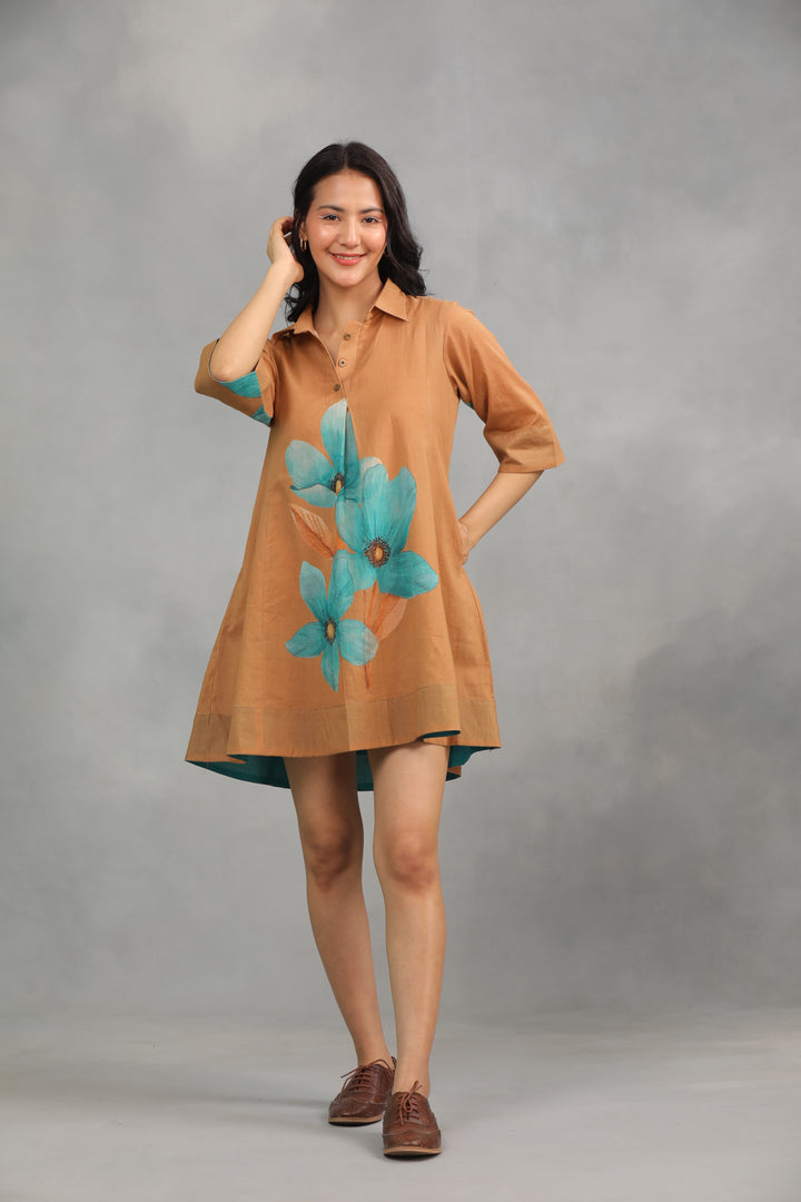 Brown Printed Cotton Co-ord Set - Set of 2