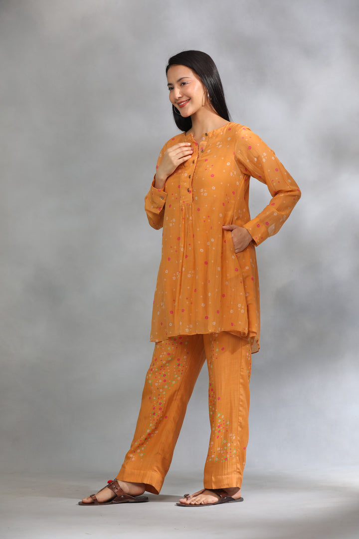 Orange Blush Printed Chanderi Coord Set