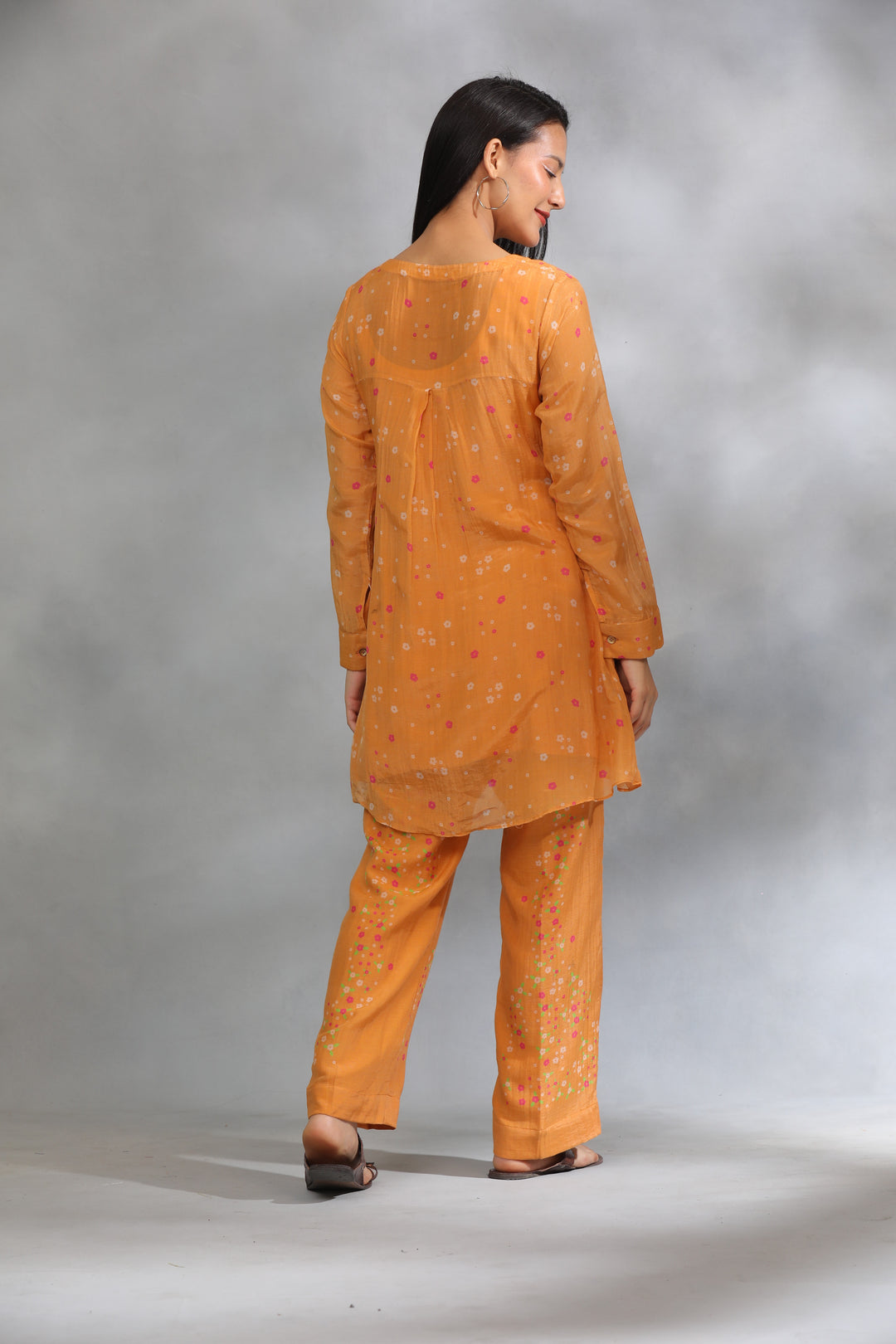 Orange Blush Printed Chanderi Coord Set