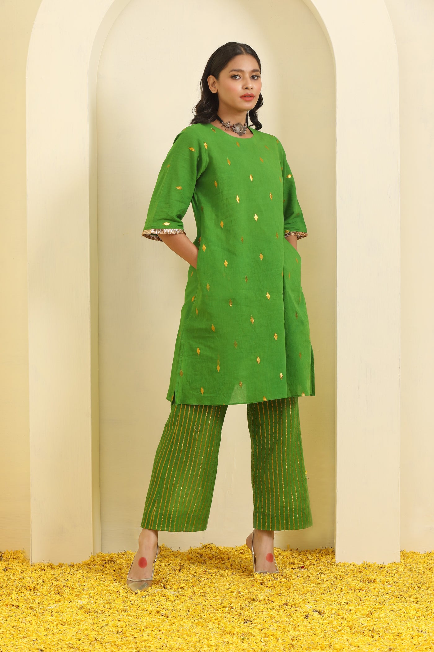 Maximum Green Lurex Cotton Coord Set