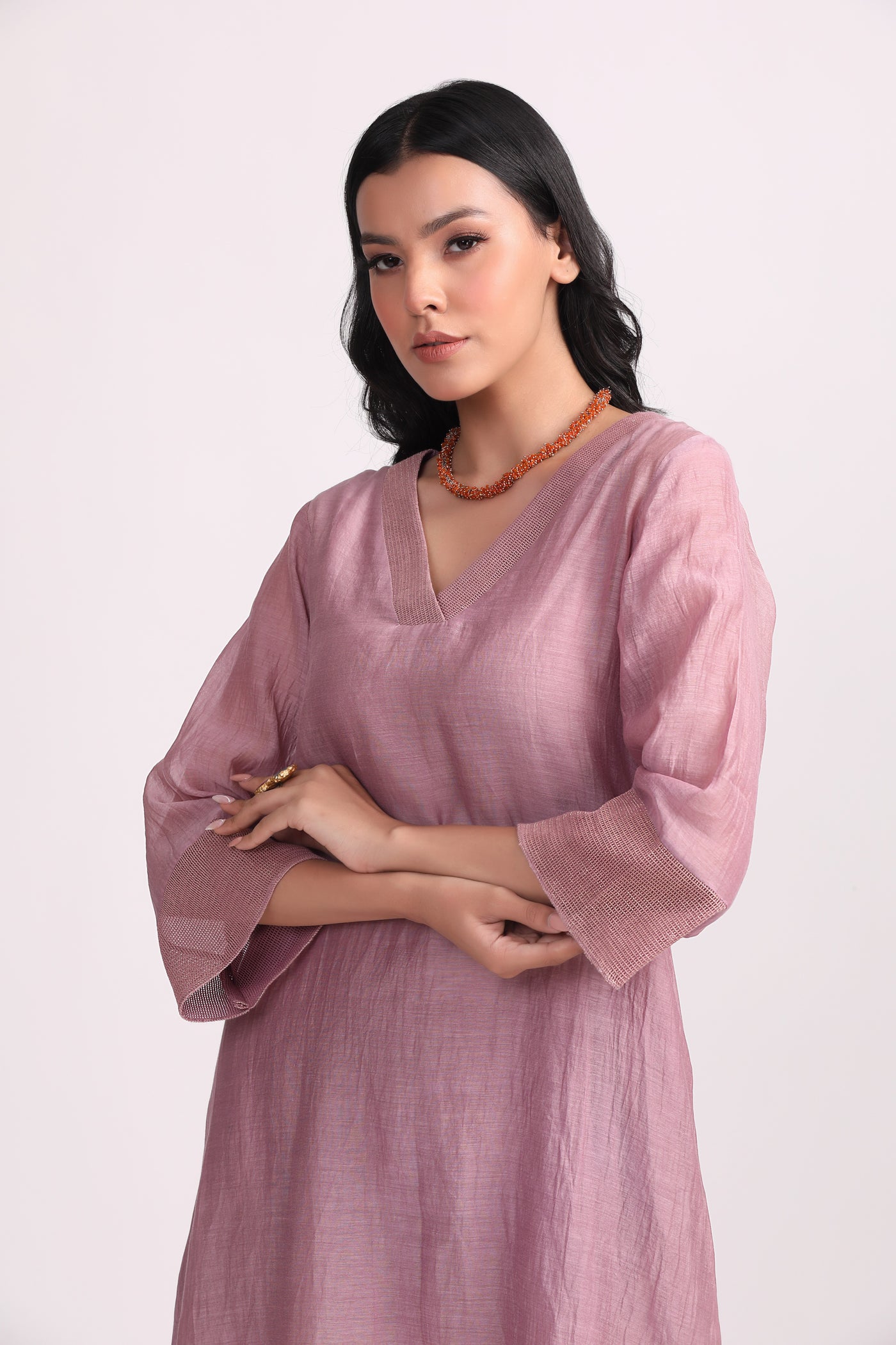 Cameo Lavender Chanderi Suit Set