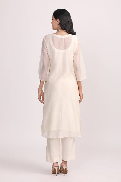 Ivory Boho Patch Work Chanderi Kurta Set