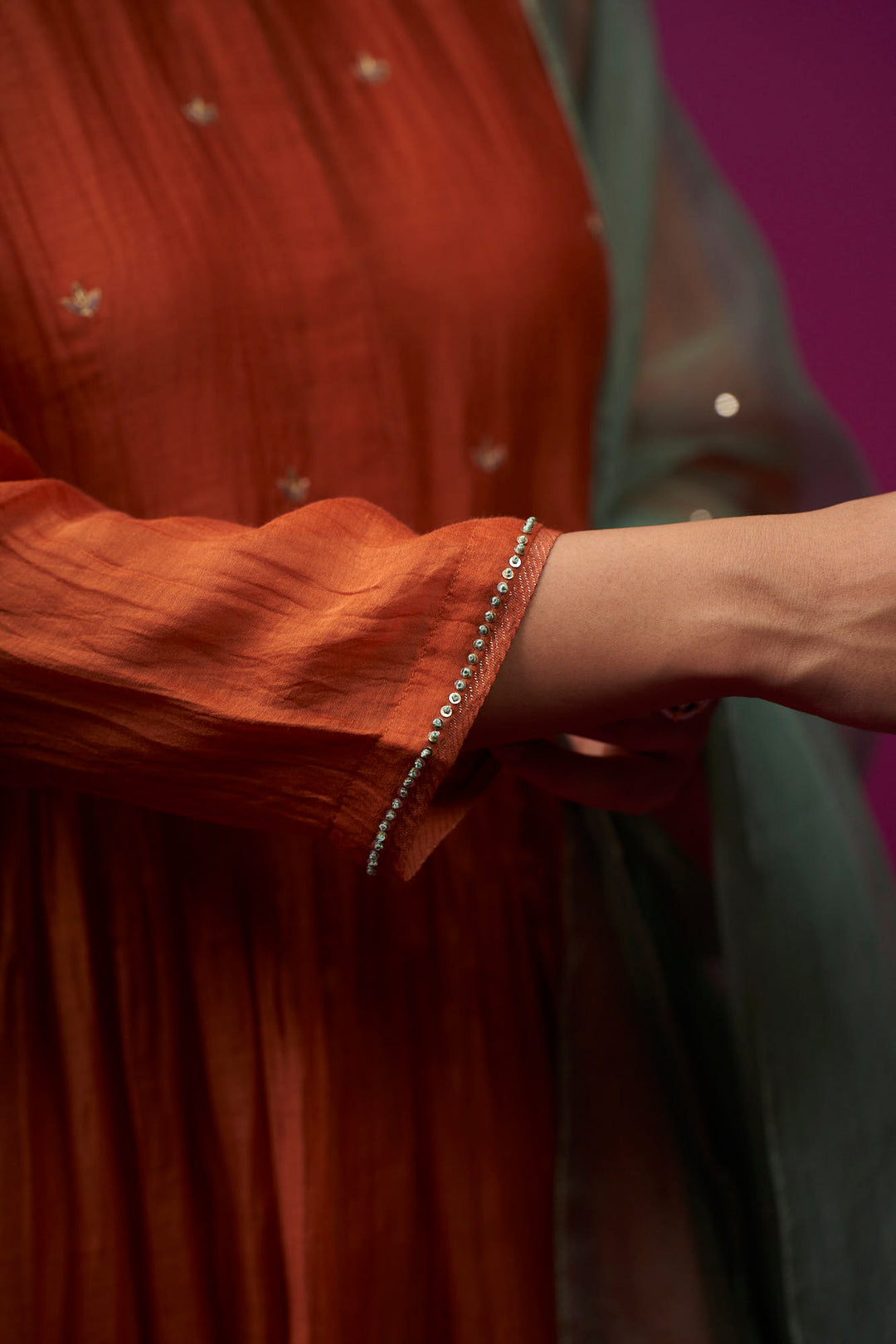 Kesar Front Open Hand Embroidered Kajri kurta set- Set of 2