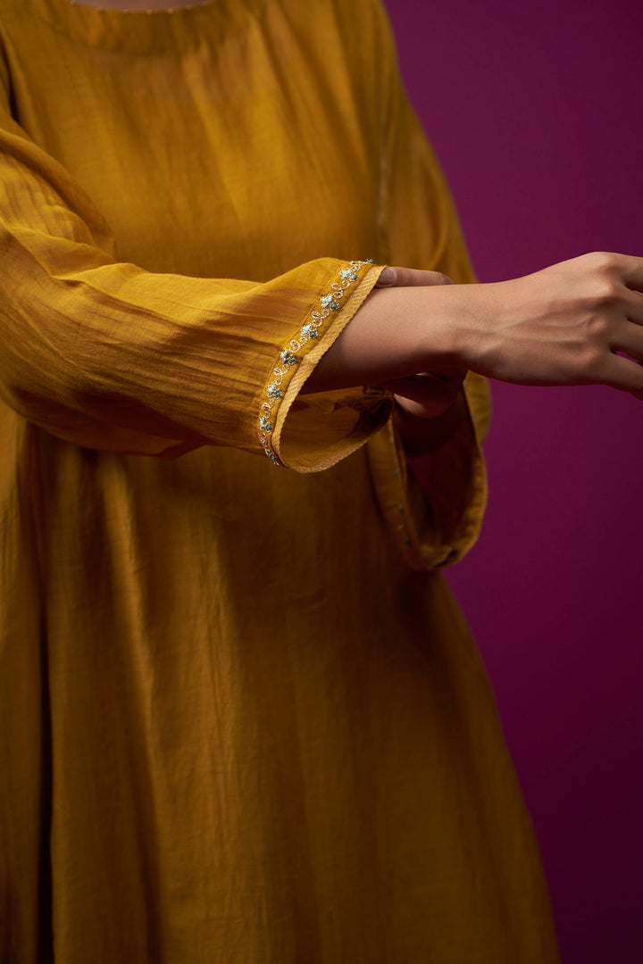 Basanti Zari Hand Embroidered Kajri Choga Set- Set of 2