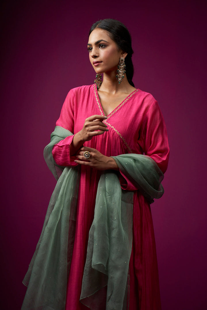 Ruhaani Pink Hand Embroidered Kajri Kurta Set - Set of 2