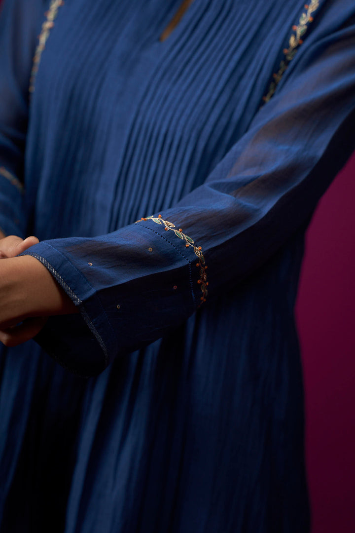 Siyahi Front Gather Hand Embroidered Kajri kurta Set - Set of 2