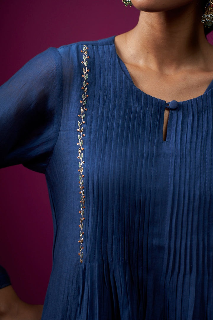 Siyahi Front Gather Hand Embroidered Kajri kurta Set - Set of 2