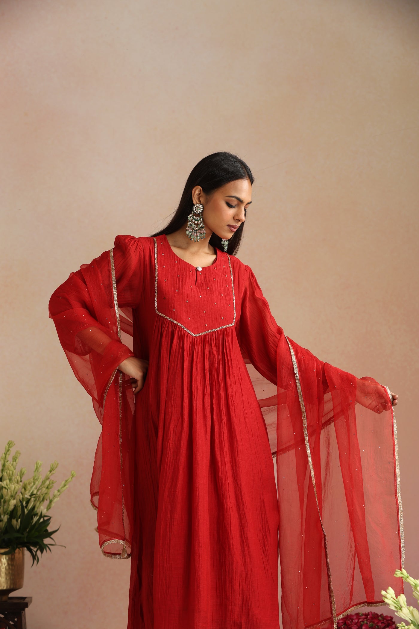 Surkh Ishq Mukaish Organza Odhani