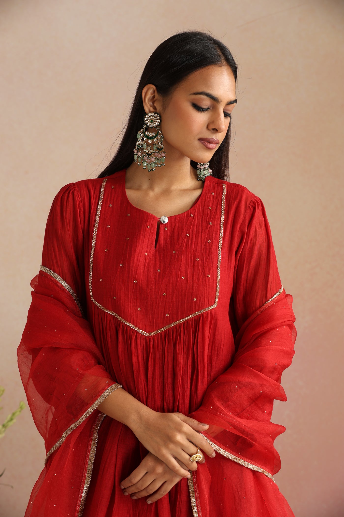 Surkh Ishq Mukaish Organza Odhani