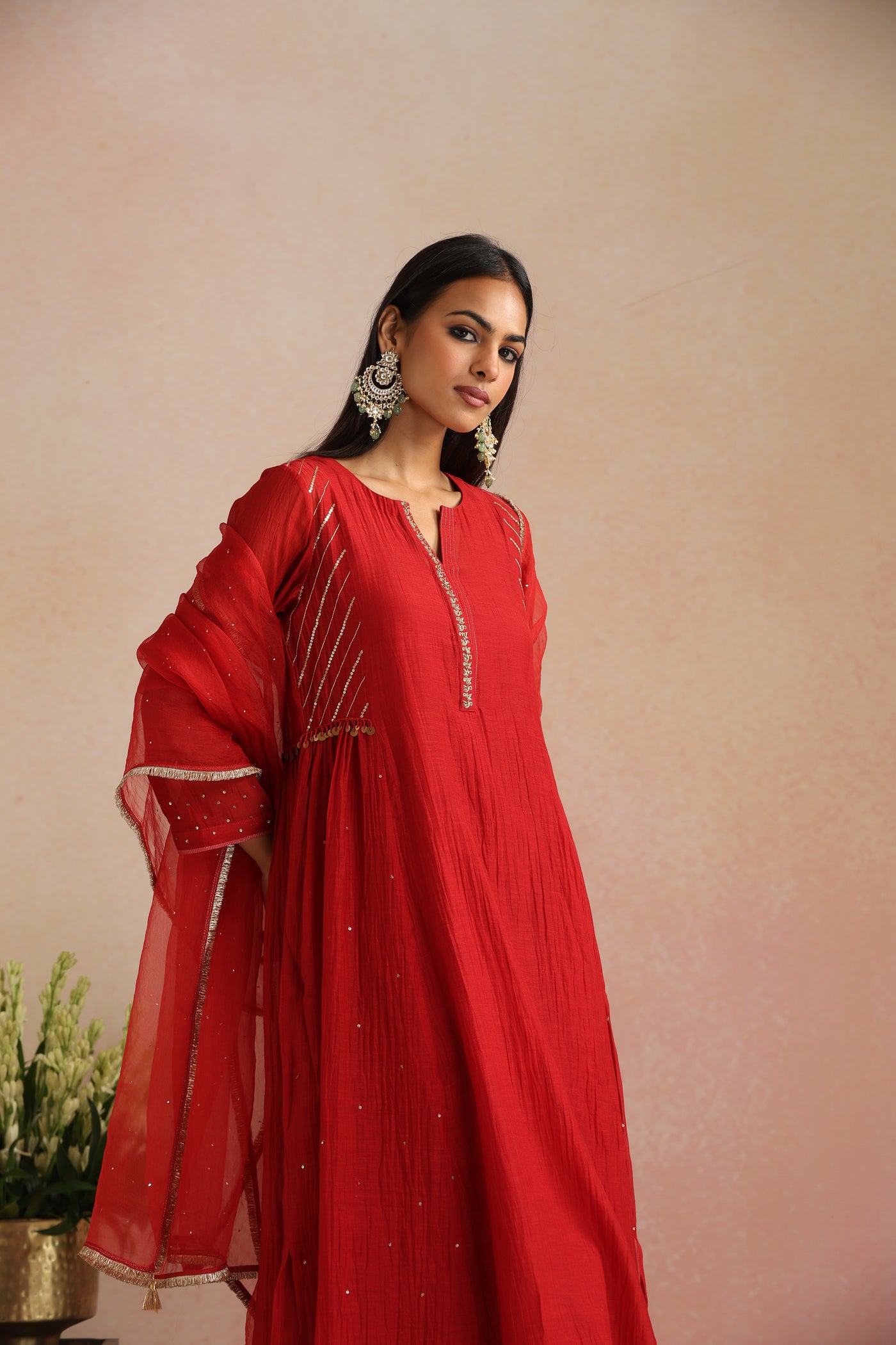 Surkh Ishq Mukaish Organza Odhani