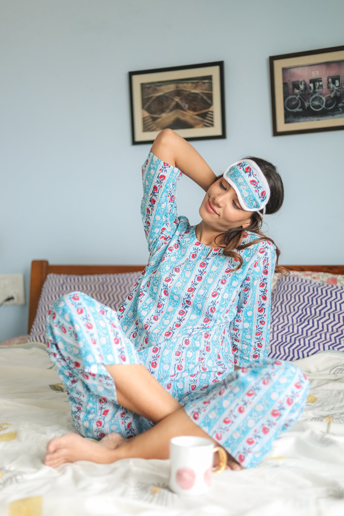 Sootisyahi 'Daisy Day' Handblock Printed Pure Cotton Night Suit