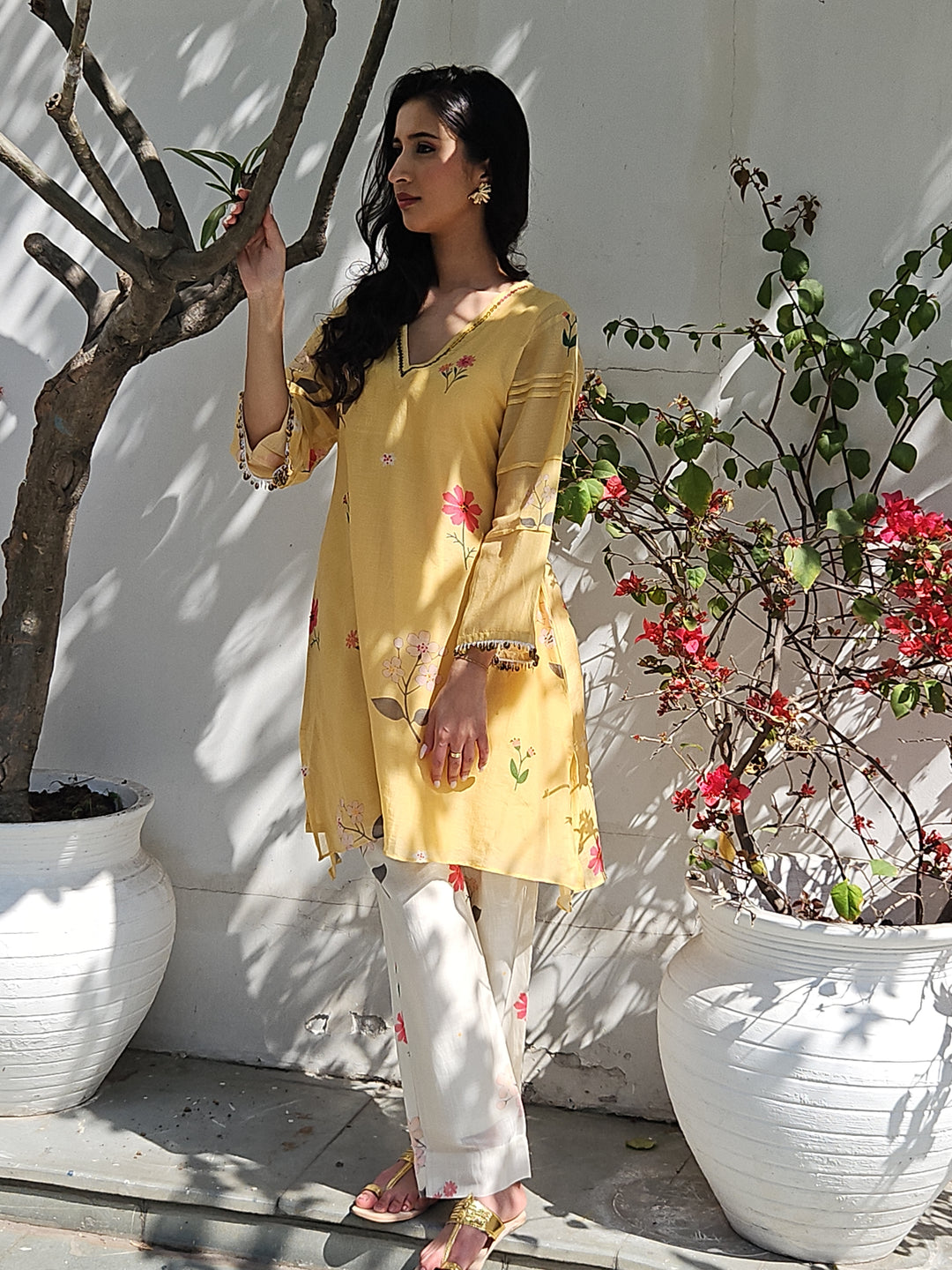 Ume Lemon Silk chanderi Kurta Set