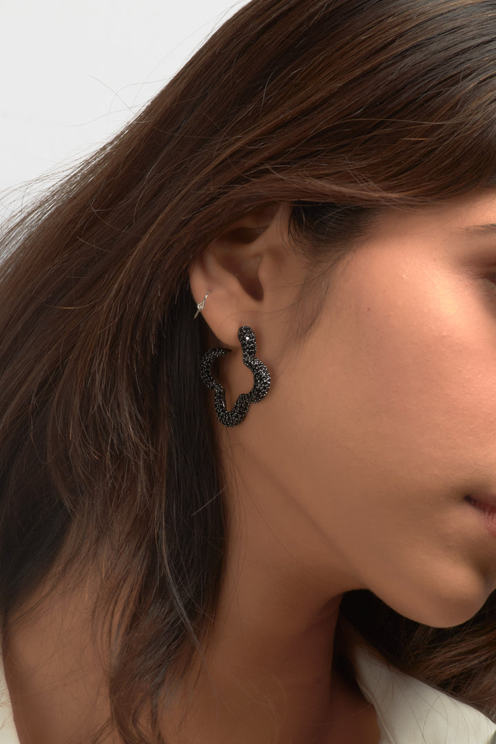 Mini Bella hoop earrings in black